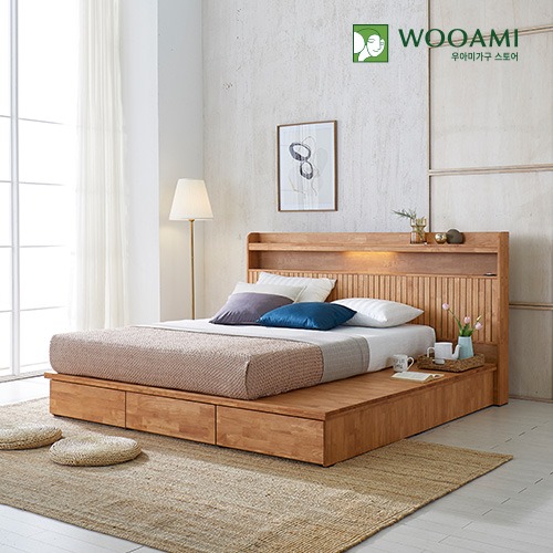 갤러리 고무나무 원목 2000 통깔판 침대 (색상선택)